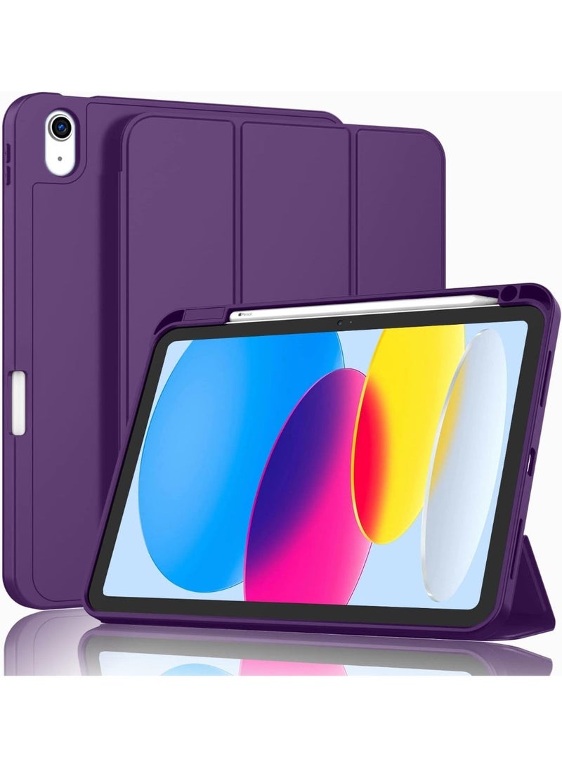 Case for iPad A16 2025 11th Generation 11 Inch/iPad 10th Generation 2022 10.9 Inch with Pencil Holder Durable PU Leather Flexible TPU Back Drop Resistant Protective Case Auto Wake/Sleep (Deep Purple) - Image 1